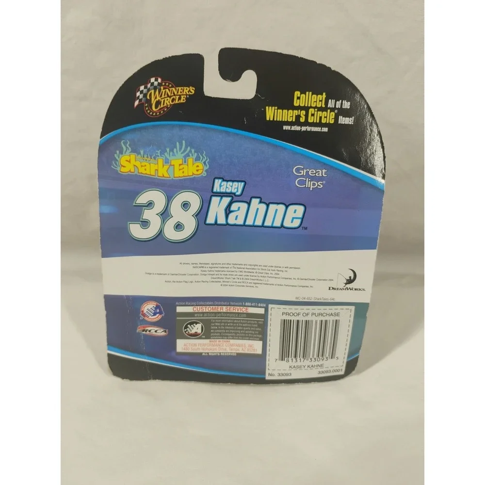 Kasey Kahne #38 SHARK TALE / GREAT CLIPS 1:64 Winner's Circle Nascar Car w/ Hood